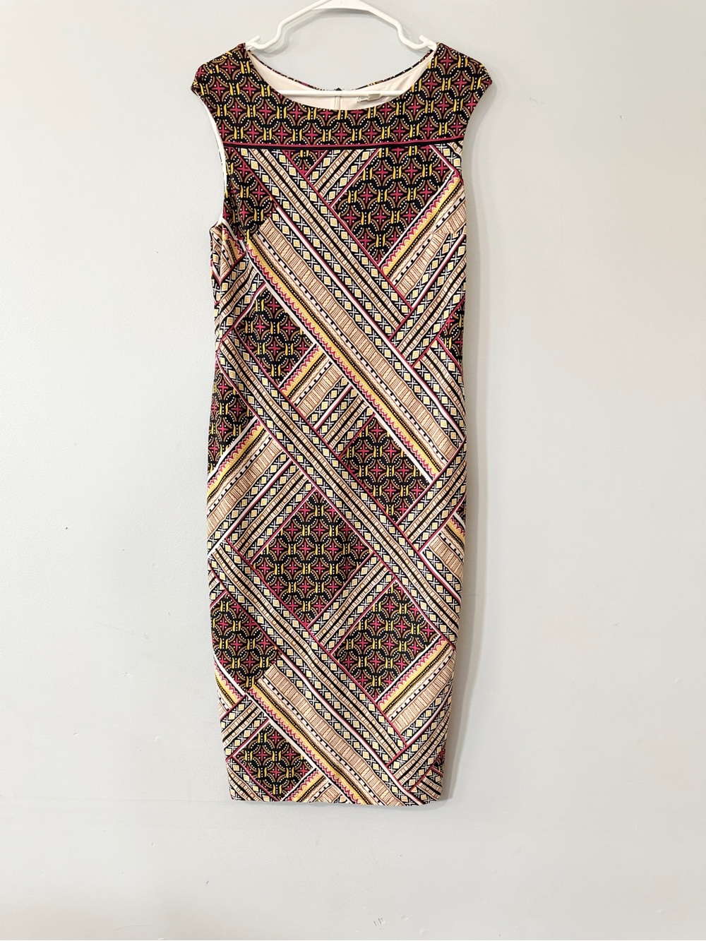 Cato Size M Geometric Tribal Print Sheath Midi Dress Boho Career